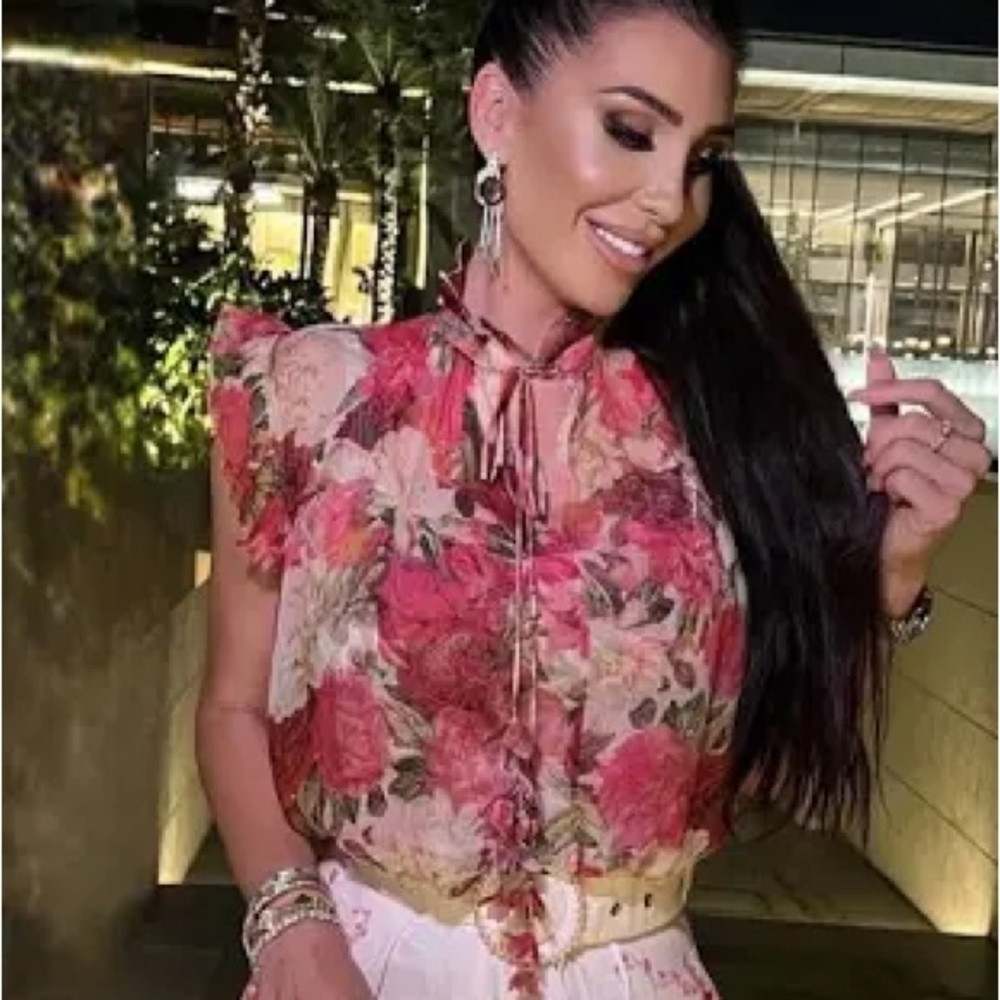 Zimmermann Pink and Cream Floral Blouse